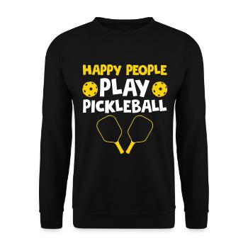 Happy People Play Pickleball - Unisex Sweatshirt - black - Front - Alina (178cm) & Michal (187cm)