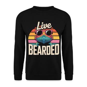 Live Bearded! Bartagame Reptil Terraristik - Unisex Pullover - Schwarz - Vorne - Alina (178cm) & Michal (187cm)
