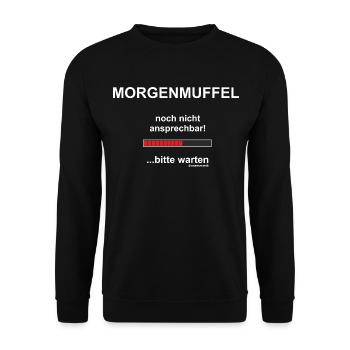 Morgenmuffel noch nicht ansprechbar! ...bitte war - Unisex Pullover - Schwarz - Vorne - Alina (178cm) & Michal (187cm)