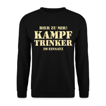 AD - Bier zu mir - Kampftrinker im Einsaz - - Unisex Pullover - Schwarz - Vorne - Alina (178cm) & Michal (187cm)