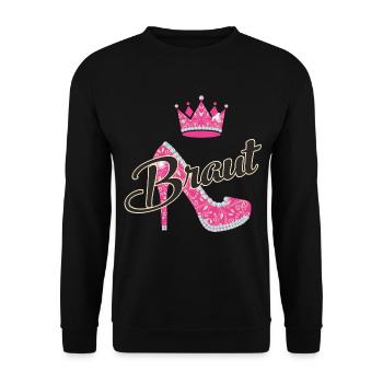 JGA - Braut Schuh - RAHMENLOS - Unisex Pullover - Schwarz - Vorne - Alina (178cm) & Michal (187cm)