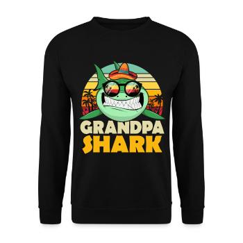 Grandpa Shark T-Shirt for Father's Day / Birthday - Unisex Sweatshirt - black - Front - Alina (178cm) & Michal (187cm)