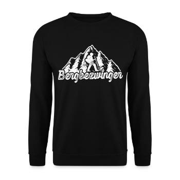 Bergbezwinger Wanderer Berg Wald Wandern - Unisex Pullover - Schwarz - Vorne - Alina (178cm) & Michal (187cm)