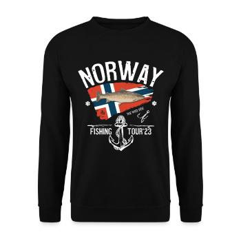 Norwegen Angeltour 2023 - Unisex Pullover - Schwarz - Vorne - Alina (178cm) & Michal (187cm)