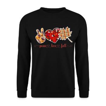 PEACE LOVE FALL, THANKSGIVING - Unisex Sweatshirt - black - Front - Alina (178cm) & Michal (187cm)