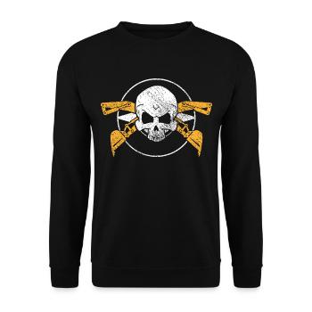 Bagger Maschinenführer Arbeit Beruf Job Gala bau - Unisex Pullover - Schwarz - Vorne - Alina (178cm) & Michal (187cm)