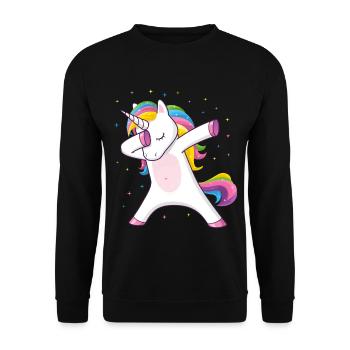 Dabbing Licorne Idée cadeau Dabbing Unicorn - Sweat-shirt Unisexe - noir - Devant - Alina (178cm) & Michal (187cm)