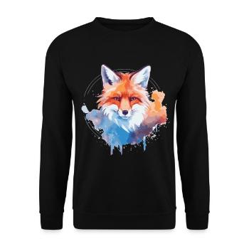 Aquarell Fuchs, Fuchs - Unisex Pullover - Schwarz - Vorne - Alina (178cm) & Michal (187cm)