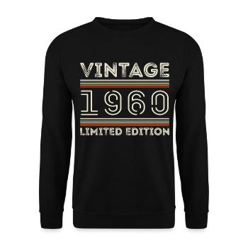 Jahrgang 1960 - Jahr 1960 Geburtstagsgeschenk 1960 - Unisex Pullover - Schwarz - Vorne - Alina (178cm) & Michal (187cm)