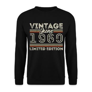 June 1960 June Birthday Present June 1960 - Unisex Sweatshirt - black - Front - Alina (178cm) & Michal (187cm)