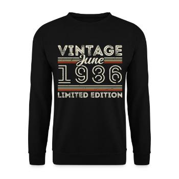 Juin 1986 Juin Anniversaire Présent Juin 1986 - Sweat-shirt Unisexe - noir - Devant - Alina (178cm) & Michal (187cm)