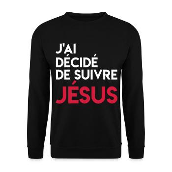 J'ai décidé de suivre Jésus - Sweat-shirt Unisexe - noir - Devant - Alina (178cm) & Michal (187cm)