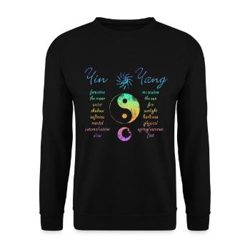 T-Shirt Yin Yang Rainbow - Unisex Sweatshirt - black - Front - Alina (178cm) & Michal (187cm)