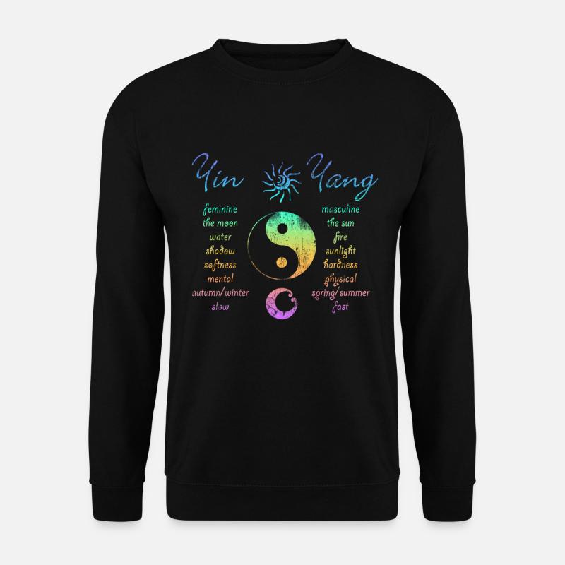 T-Shirt Yin Yang Regenbogen - Unisex Pullover - Schwarz