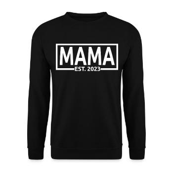 Mama Est. 2023, Maman en devenir, Annonce de grossesse - Sweat-shirt Unisexe - noir - Devant - Alina (178cm) & Michal (187cm)