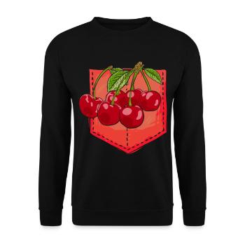 Fruits Fruit Cherries Gift Chest Pocket Cherry - Unisex Sweatshirt - black - Front - Alina (178cm) & Michal (187cm)