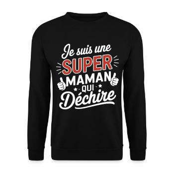 Super Mama, die rockt - Unisex Pullover - Schwarz - Vorne - Alina (178cm) & Michal (187cm)