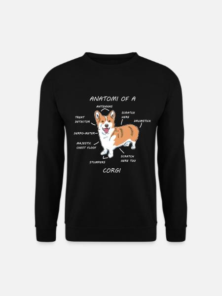 Anatomie Corgi Pudel Schäferhund Haustier Geschenk - Unisex Pullover - Schwarz