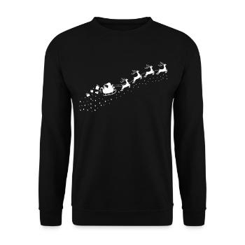 Süßes Weihnachts Motiv | Rentiere mit Schlitten - Unisex Pullover - Schwarz - Vorne - Alina (178cm) & Michal (187cm)