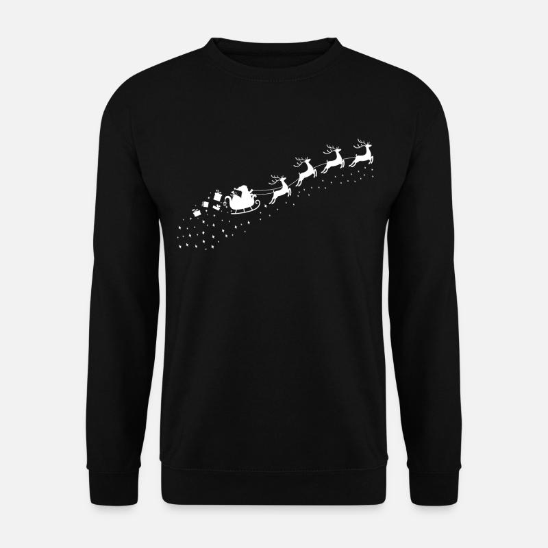 Süßes Weihnachts Motiv | Rentiere mit Schlitten - Unisex Pullover - Schwarz