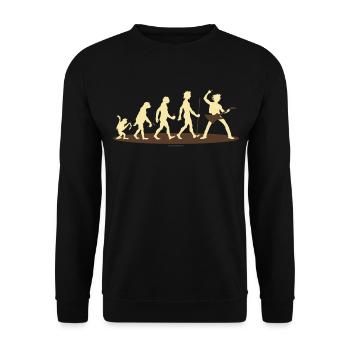 Evolution vom Affen zum Rock Star - E-Gitarre - - Unisex Pullover - Schwarz - Vorne - Alina (178cm) & Michal (187cm)
