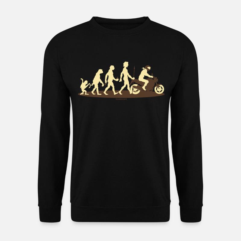 Evolution vom Affen zum Biker Motorradfahrer - - Unisex Pullover - Schwarz