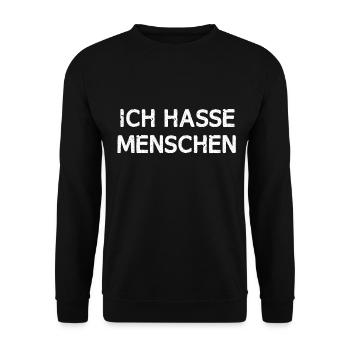 Ich hasse Menschen - Unisex Pullover - Schwarz - Vorne - Alina (178cm) & Michal (187cm)