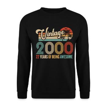 Vintage 2000 Anniversary 22 years to be Awesome - Unisex Sweatshirt - black - Front - Alina (178cm) & Michal (187cm)