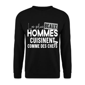 Cuisinier Homme Métier Humour Cadeau Fête Pères - Sweat-shirt Unisexe - noir - Devant - Alina (178cm) & Michal (187cm)