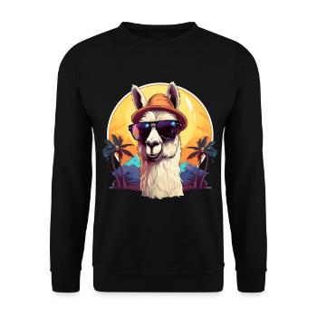 Lama sur la plage - Graphique de lama d’été cool - Sweat-shirt Unisexe - noir - Devant - Alina (178cm) & Michal (187cm)