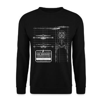 Star Trek Discovery Entwürfe Bauplan - Unisex Pullover - Schwarz - Vorne - Alina (178cm) & Michal (187cm)