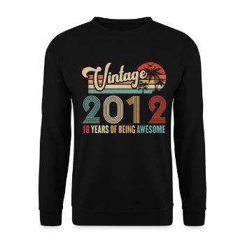Vintage 2012 Anniversary 10 years to be Awesome - Unisex Sweatshirt - black - Front - Alina (178cm) & Michal (187cm)