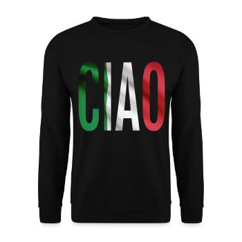 Ciao! Greeting in Italian Flag Colors - Unisex Sweatshirt - black - Front - Alina (178cm) & Michal (187cm)