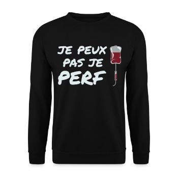 Ich kann nicht perf, Krankenschwester Humor Geschenkidee - Unisex Pullover - Schwarz - Vorne - Alina (178cm) & Michal (187cm)