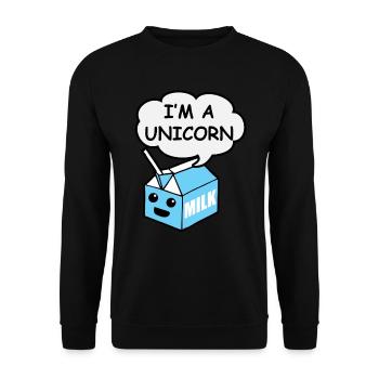 Milch Einhorn Unicorn Lustig Süss Kind - Unisex Pullover - Schwarz - Vorne - Alina (178cm) & Michal (187cm)