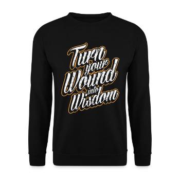 Weisheit Alter Intelligenz Glück Ruhe Zufriedenhei - Unisex Pullover - Schwarz - Vorne - Alina (178cm) & Michal (187cm)