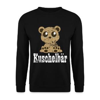Kuschelbär Stofftier Bär Liebe - Unisex Pullover - Schwarz - Vorne - Alina (178cm) & Michal (187cm)