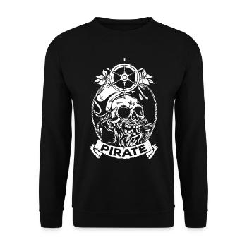 Pirate pirate captain halloween skull and crossbones - Unisex Sweatshirt - black - Front - Alina (178cm) & Michal (187cm)