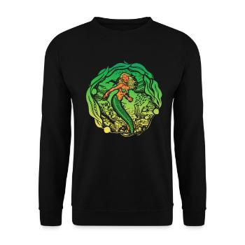Meerjungfrau Seejungfrau Nixe Märchen - Unisex Pullover - Schwarz - Vorne - Alina (178cm) & Michal (187cm)
