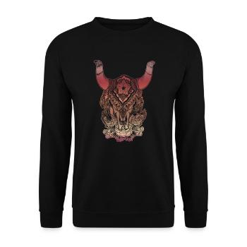 Native American Skull Native Buffalo - Sweat-shirt Unisexe - noir - Devant - Alina (178cm) & Michal (187cm)