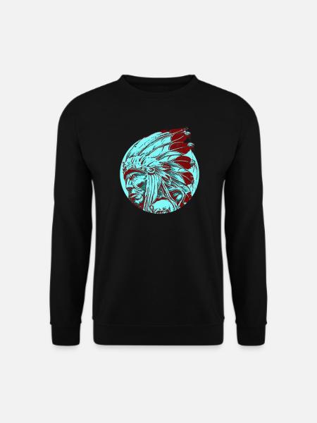 Indianer Ureinwohner Federschmuck Native Häuptling - Unisex Pullover - Schwarz