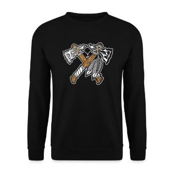 Indiens Haches Indigènes Plumes USA Indien - Sweat-shirt Unisexe - noir - Devant - Alina (178cm) & Michal (187cm)