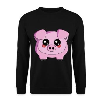 Minischwein Hausschwein Schweinchen - Unisex Pullover - Schwarz - Vorne - Alina (178cm) & Michal (187cm)