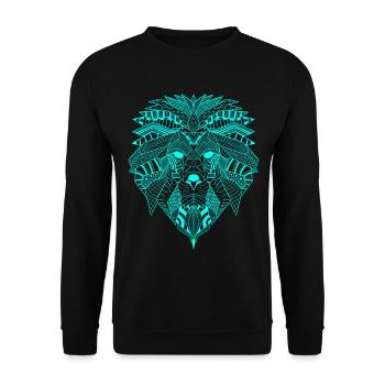 Yoga méditation et mandala spirituel Lion zen - Sweat-shirt Unisexe - noir - Devant - Alina (178cm) & Michal (187cm)