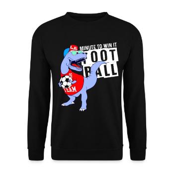 Fußball T-Rex Dinosaurier - Unisex Pullover - Schwarz - Vorne - Alina (178cm) & Michal (187cm)