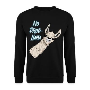 No Prob LLama bleu Vintage - Sweat-shirt Unisexe - noir - Devant - Alina (178cm) & Michal (187cm)
