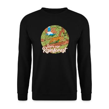 Tiger Regenwald Tropen Dschungel Geschenk Retro - Unisex Pullover - Schwarz - Vorne - Alina (178cm) & Michal (187cm)