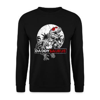 Vater Dinosaurier Vatertag Daddy Bester Papa T-Rex - Unisex Pullover - Schwarz - Vorne - Alina (178cm) & Michal (187cm)