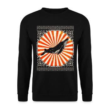Wal Blauwal Buckelwal Orca Ozean Geschenk - Unisex Pullover - Schwarz - Vorne - Alina (178cm) & Michal (187cm)