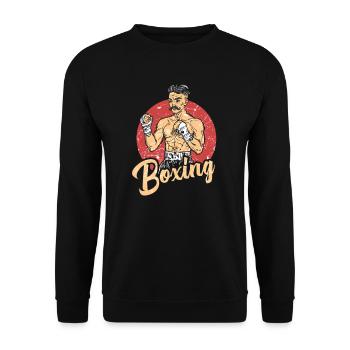 Boxing Boxing Gloves Knock Out Saying Retro - Unisex Sweatshirt - black - Front - Alina (178cm) & Michal (187cm)
